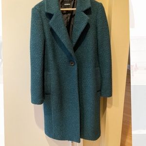 Express forest green wool blend boucle coat